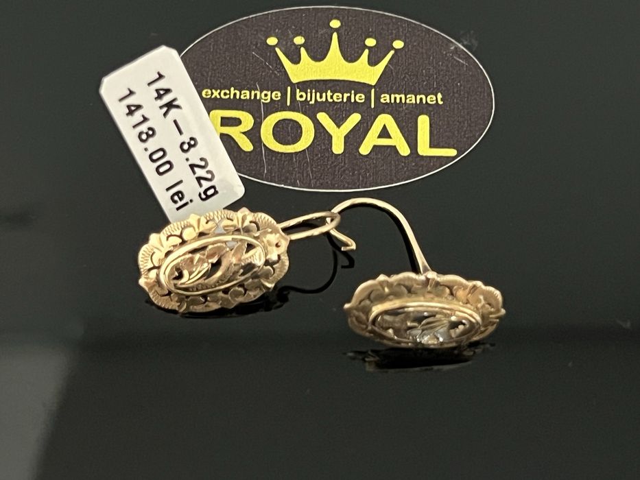 Bijuteria Royal CB : Cercei model vintage aur 14K 585   3,22 gr