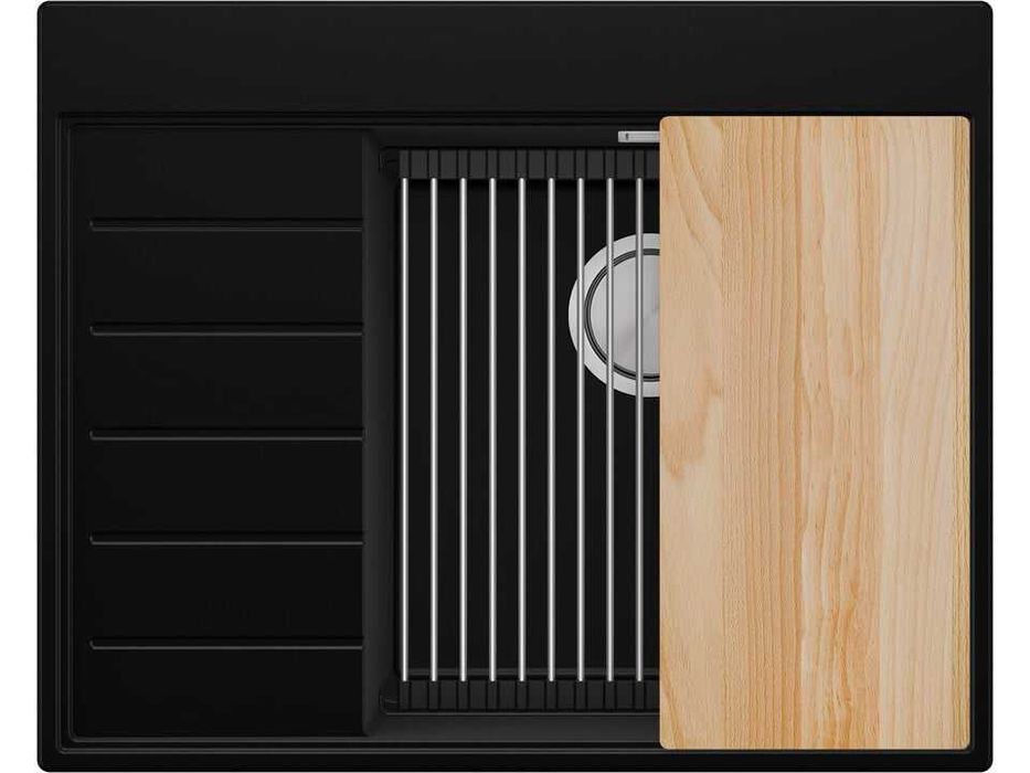 Черна гранитна кухненска мивка Сидни 620-45 Ergo Multilevel 620х500