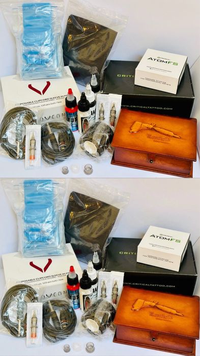 Vand Full Kit pentru tatuat- aparat, sursa, pedala, ace si consumabile.