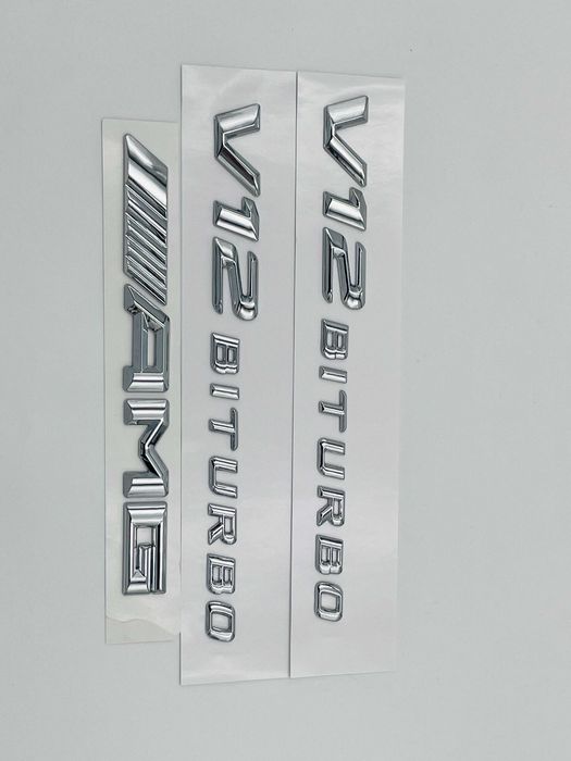 Set embleme compatibile Mercedes V12 biturbo AMG crom