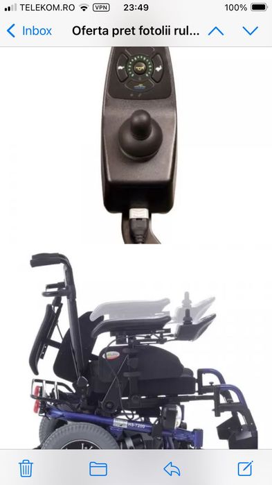 Scaun cu rotile electric, rabatabil, nou