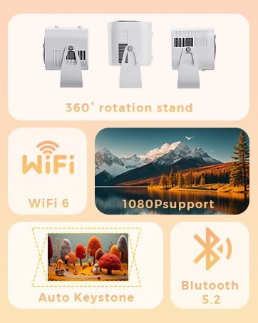 Висококачествен Проектор Jimveo 1080p Full HD  WiFi 6 и Bluetooth 5.2