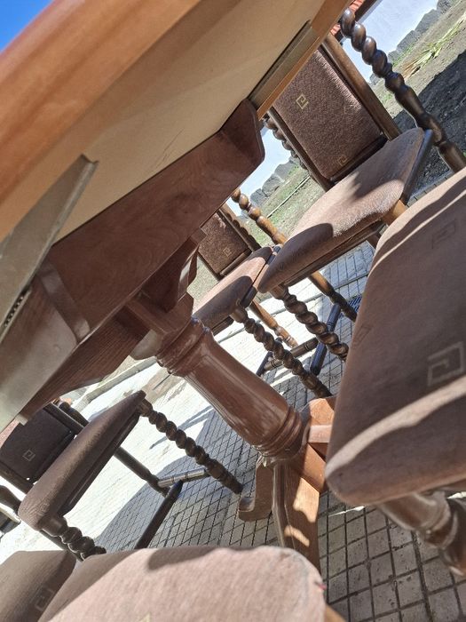 Комплект маса + 6 стола дърво