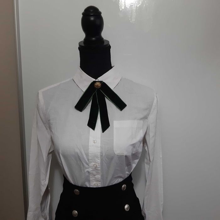 Brosa catifea verde funda Meli Melo fundă gât guler office