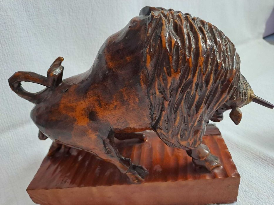taur lemn bizon lemn statueta lemn