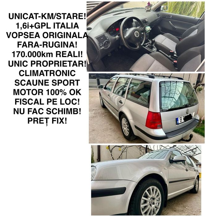 Volkswagen Golf Unicat*100%Km-Reali/Fara Rugina/GPL/Klima/Proprietar-Nou