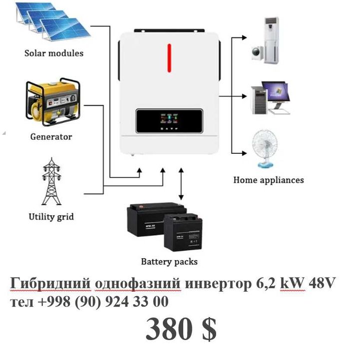 Гибридный инвертор 6,2 кВт