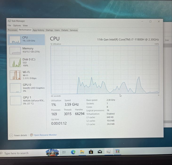 Геймърски лаптоп i7 11800H, RTX 3050 Ti 4GB, 16GB ram
