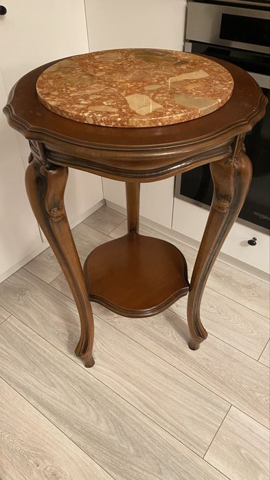 Comoda Piedestal Suport Marmura Lemn Masiv Vintage Sculpturi