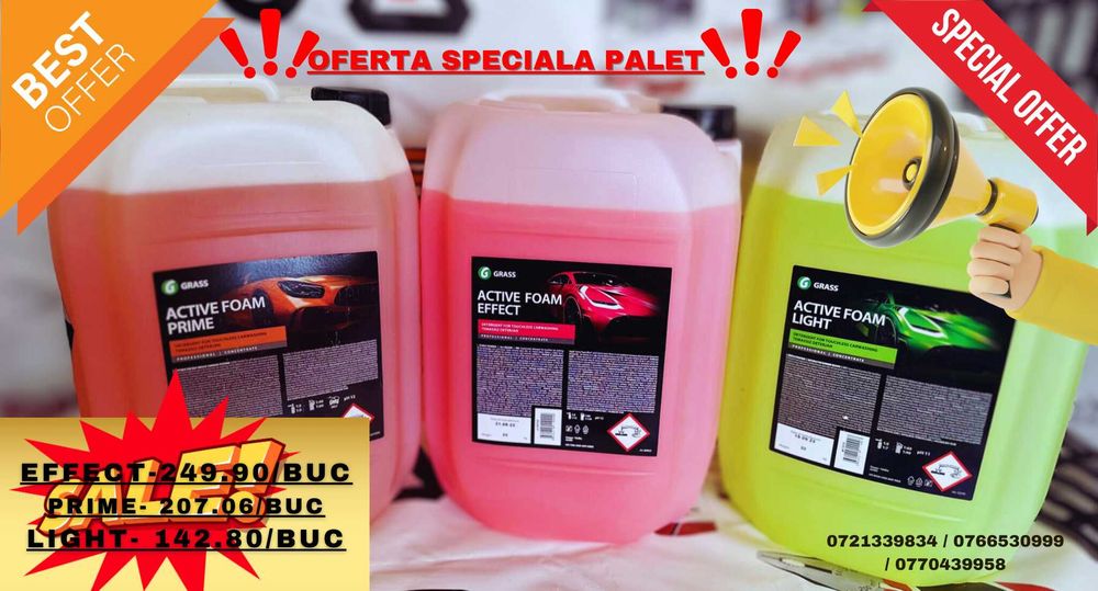 Spuma activa camioane 22kg.Spuma activa utilaje.Groasa BIO 1L+80Lapa