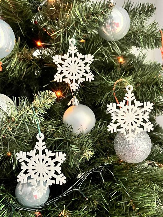 Fulgii de Zăpadă 3D - Ornamente Crăciun - Alb,