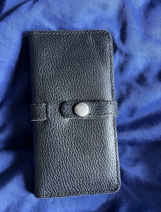 Порфейл от естествена кожа - черен и змийски