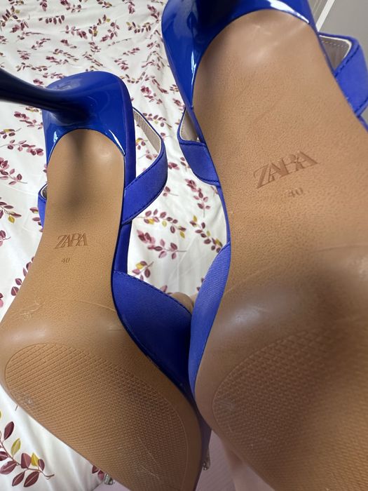 Синие туфли с бантами и стразами, Zara, 40