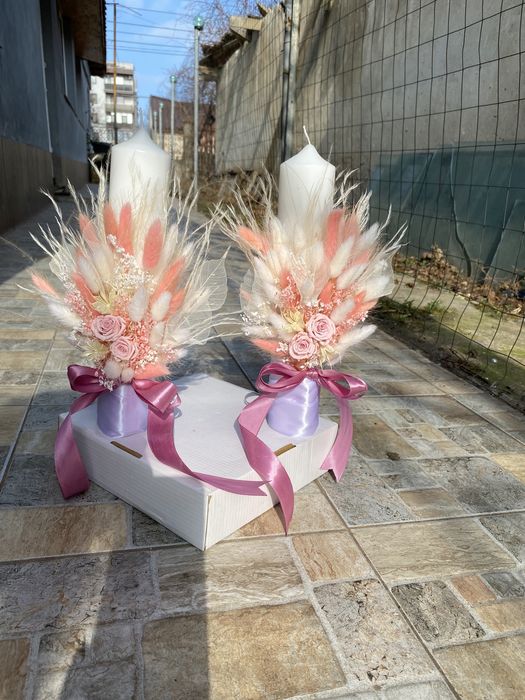 Buchete , cocarde, bratari lumanari cununie din flori de sapun