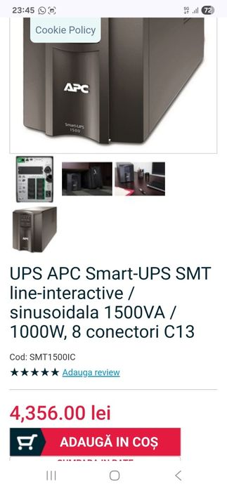 UPS / stabilizator de tensiune APC 1500 cu 2 baterii incluse