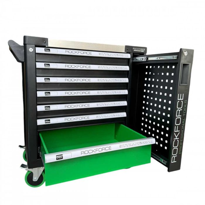 Професионален шкаф с  7 чекмеджета – 4 пълни с инструменти RockForce