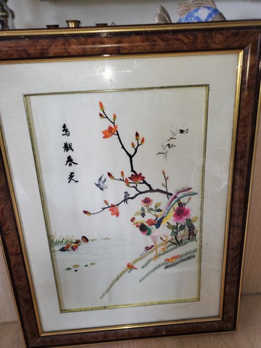 Tablou broderie orientala pe matase