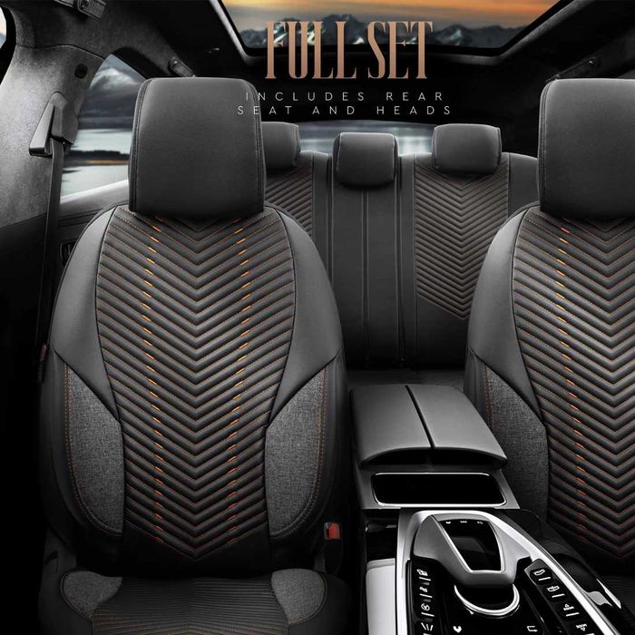 Комплект Луксозна Тапицерия OTOM Advanced – Еко кожа, Черно/Оранжево.