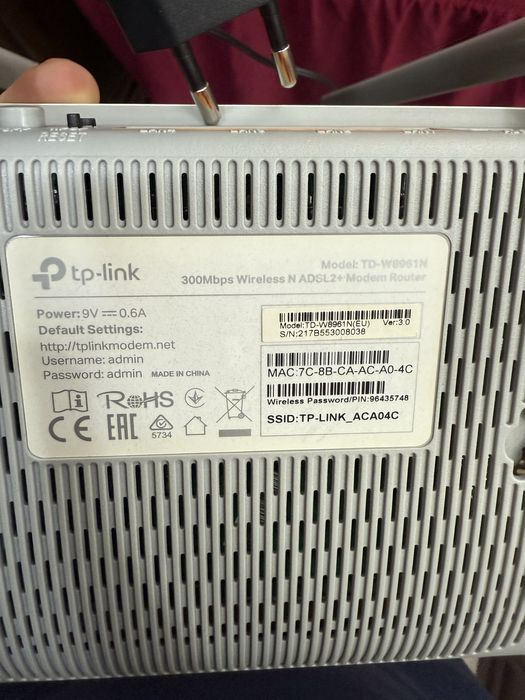 Wi-fi роутер tp-link W8961N модем