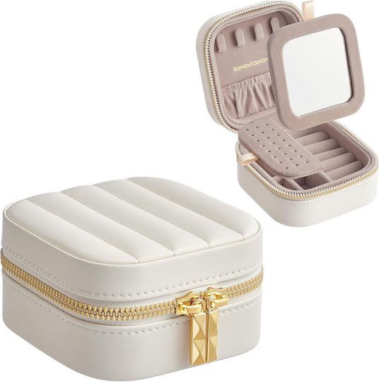 Малък органайзер за бижута с огледало, кутия за бижута SONGMICS