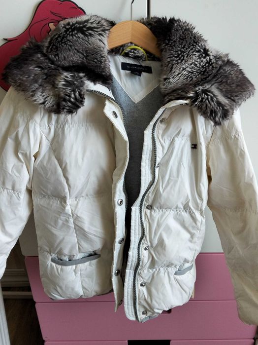 Geaca albă Tommy Hilfiger fetite