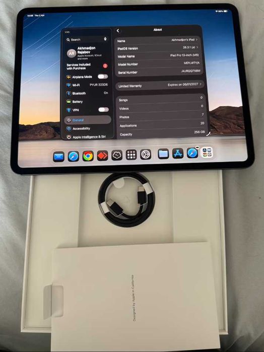 iPad Pro 13" M5 256 ГБ – Новое – Чек 01/2026 – Оригинальная упаковка