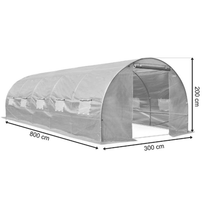 Solar de grădină 8x3x2m, polietilenă 180 g/m2, rezistentă la UV