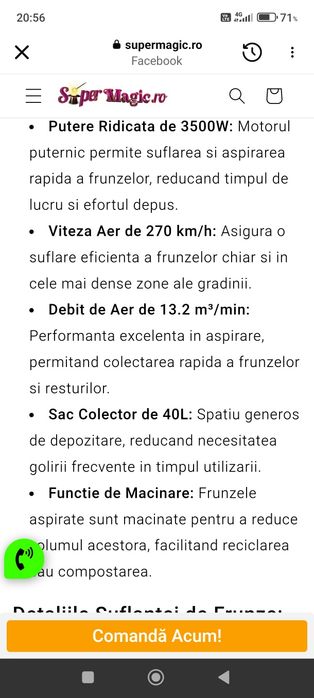 Suflantă/aspirator/tocator frunze