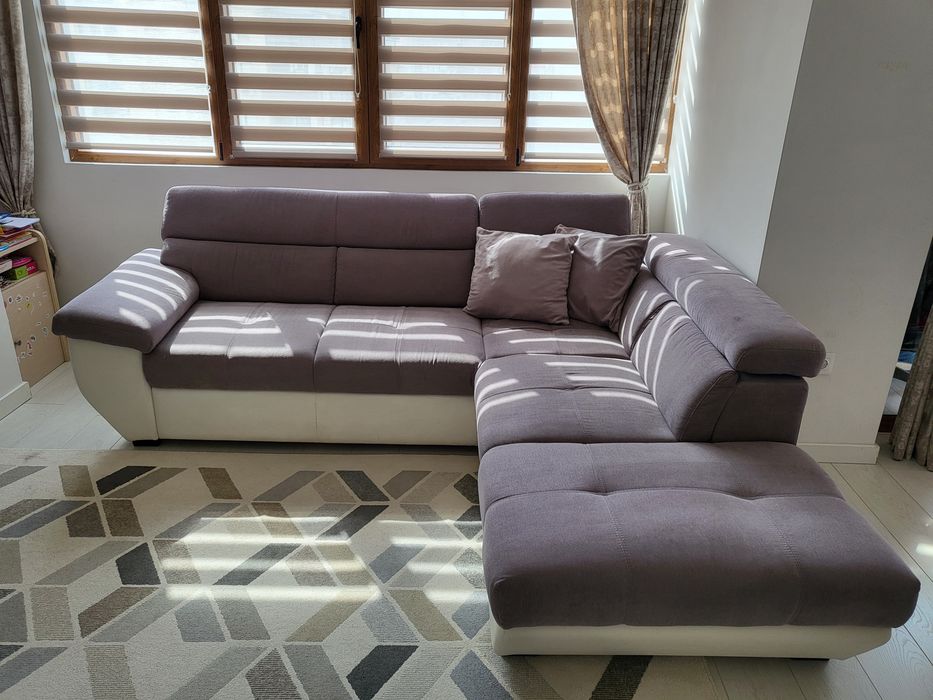 Немски Ъглов сив диван Cotta с ракла и функция сън