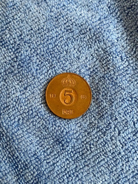 Монета Швеция 5 Йоре 1965 Густаф Адолф Шведска Gustaf  VI Adolf