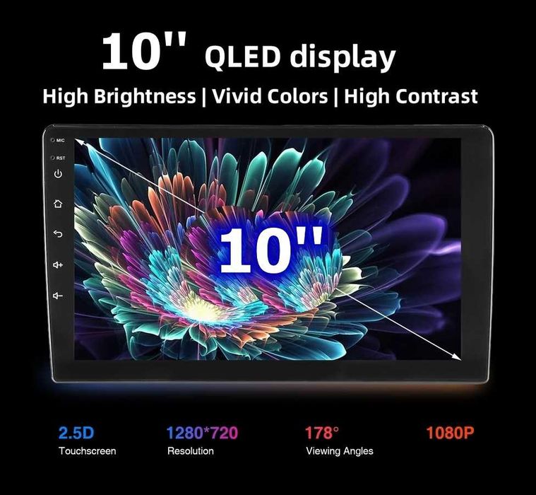 10” 2-DIN мултимедия с Android 14, 4G/LTE, RDS, 6/128GB,