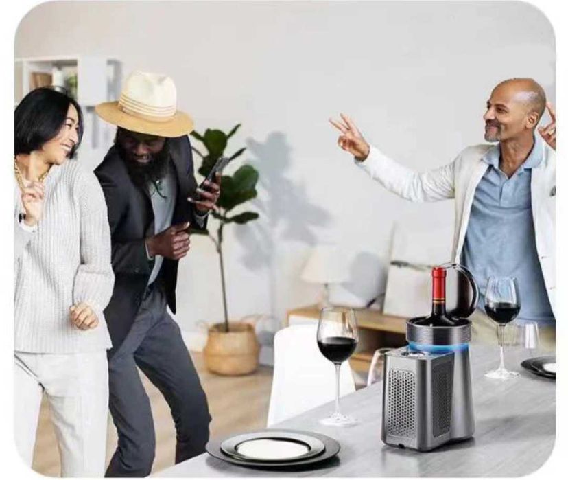 Охладител за вино с LEDсветлини дигитален дисплей за температура 750мл