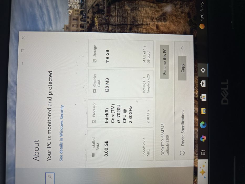 Vand laptop dell 3300 i3 7020u 8gb ssd 128gb full hd