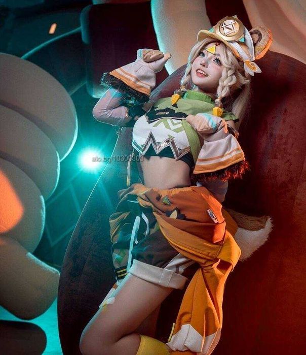 Аниме висококачествена перука Genshin Impact Kachina Cosplay