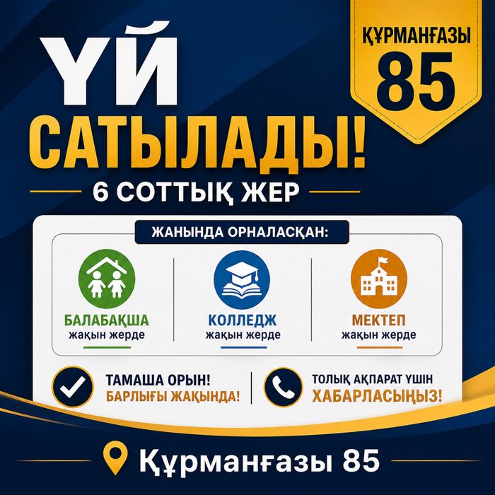үй сатылады Құрмангазы 85 келісім бар 6соток жер