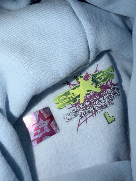 Hanorac Spider Web albastru din bumbac