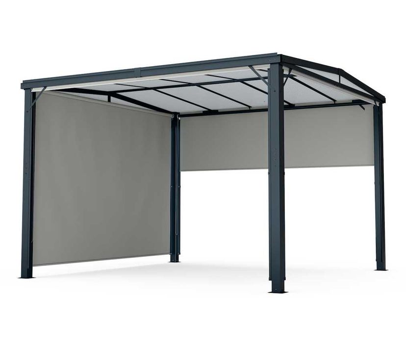 Pergolă Aluminiu 3×3 m Cortina cu pereti laterali retractabili Pavilion Acoperis policarbonat