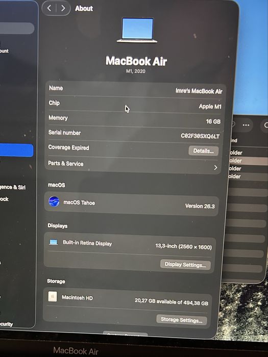 MacBook Air M1 16GB RAM 512 GB SSD