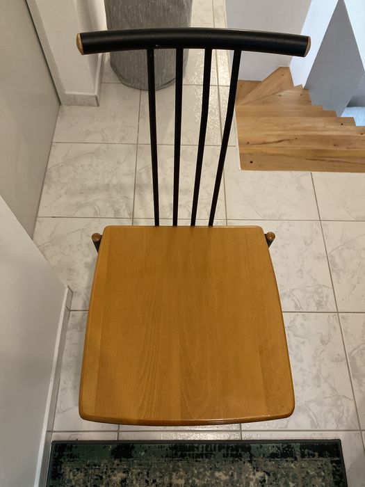 Маса + 6 стола - череша и закалено стъкло 12см