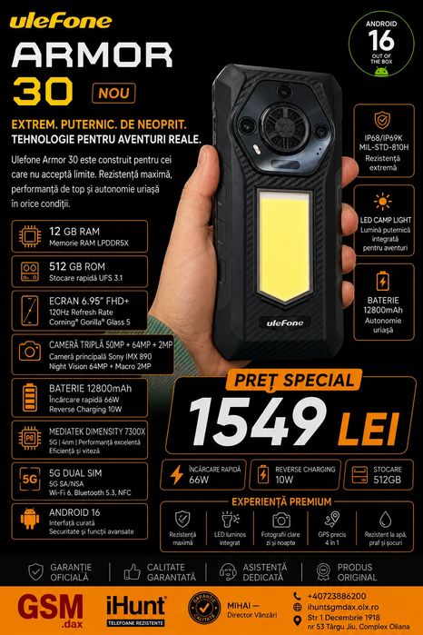 Ulefone Armor 30, 12/512 GB, Nou, 2 ani garanție