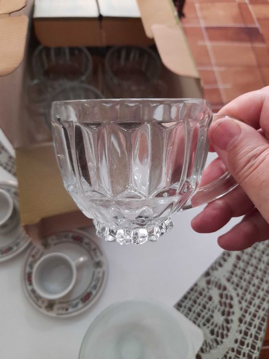 Cesti portelan espresso cu farfurie cesti cafea/ceai sticla  bol sticla mata anii'80