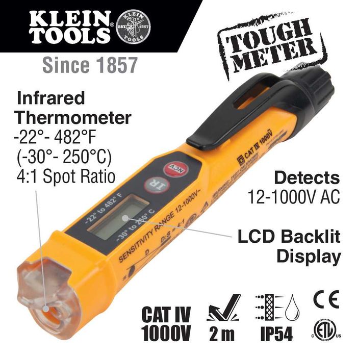 Klein Tools NCVT-4IR Tester tensiune fara contact cu termometru laser