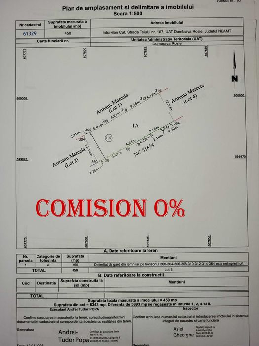 Teren de vanzare - Comision 0%