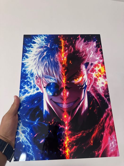 Метален аниме постер – Gojo x Sukuna | Premium Wall Art | 30×42 см