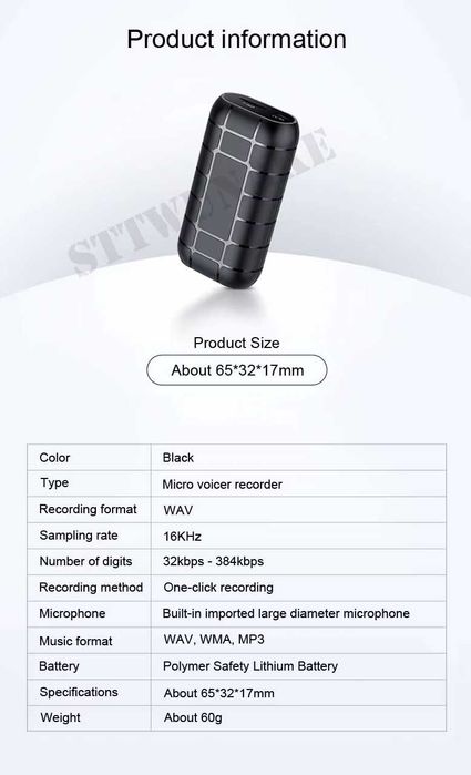 Mini diktofon 500 soatli 100% оригинал Мини диктофон 128GB