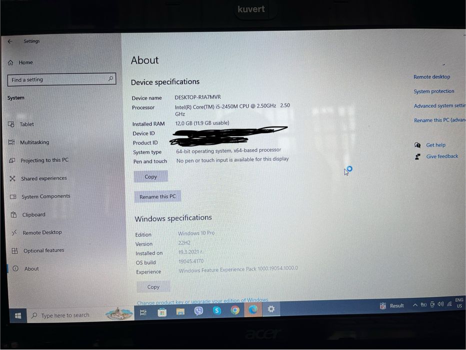 Acer Aspire 5750G 12 GB RAM