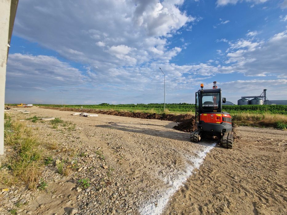 excavator de inchiriat, fundatii, canalizari, bransamente, fose, taluzari, gaz, electric, decopertari, taluzari