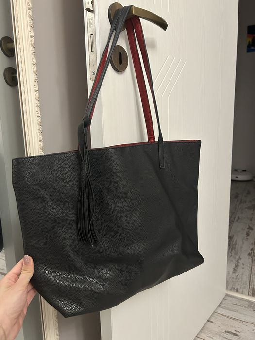 Черна кожена чанта