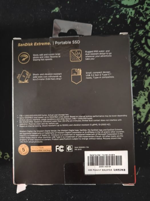 Внешний SSD накопитель Sandisk Extreme 1tb