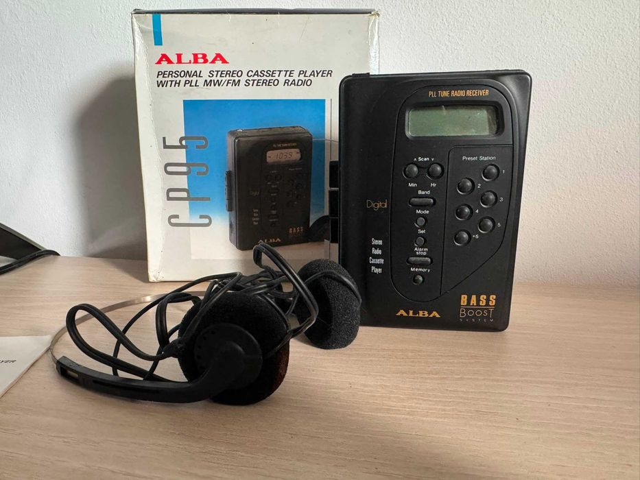Walkman Vintage ALBA CP95 Funcțional — Radio FM/AM, Casetofon, Cutie, Căști, Manual
